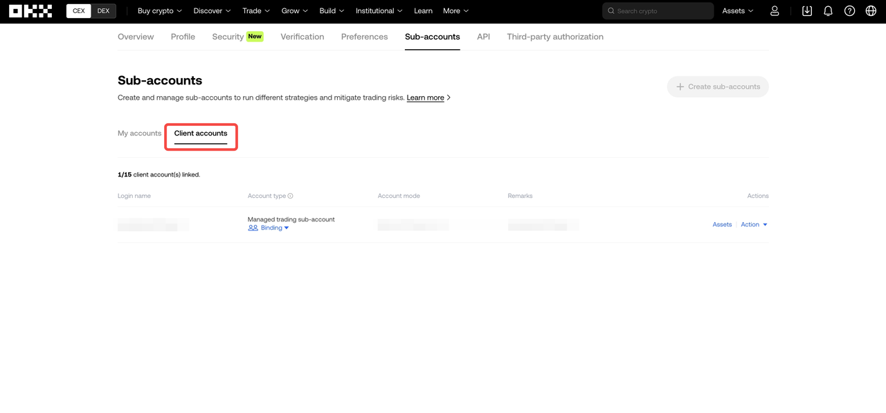 Sub-accounts - Client accounts