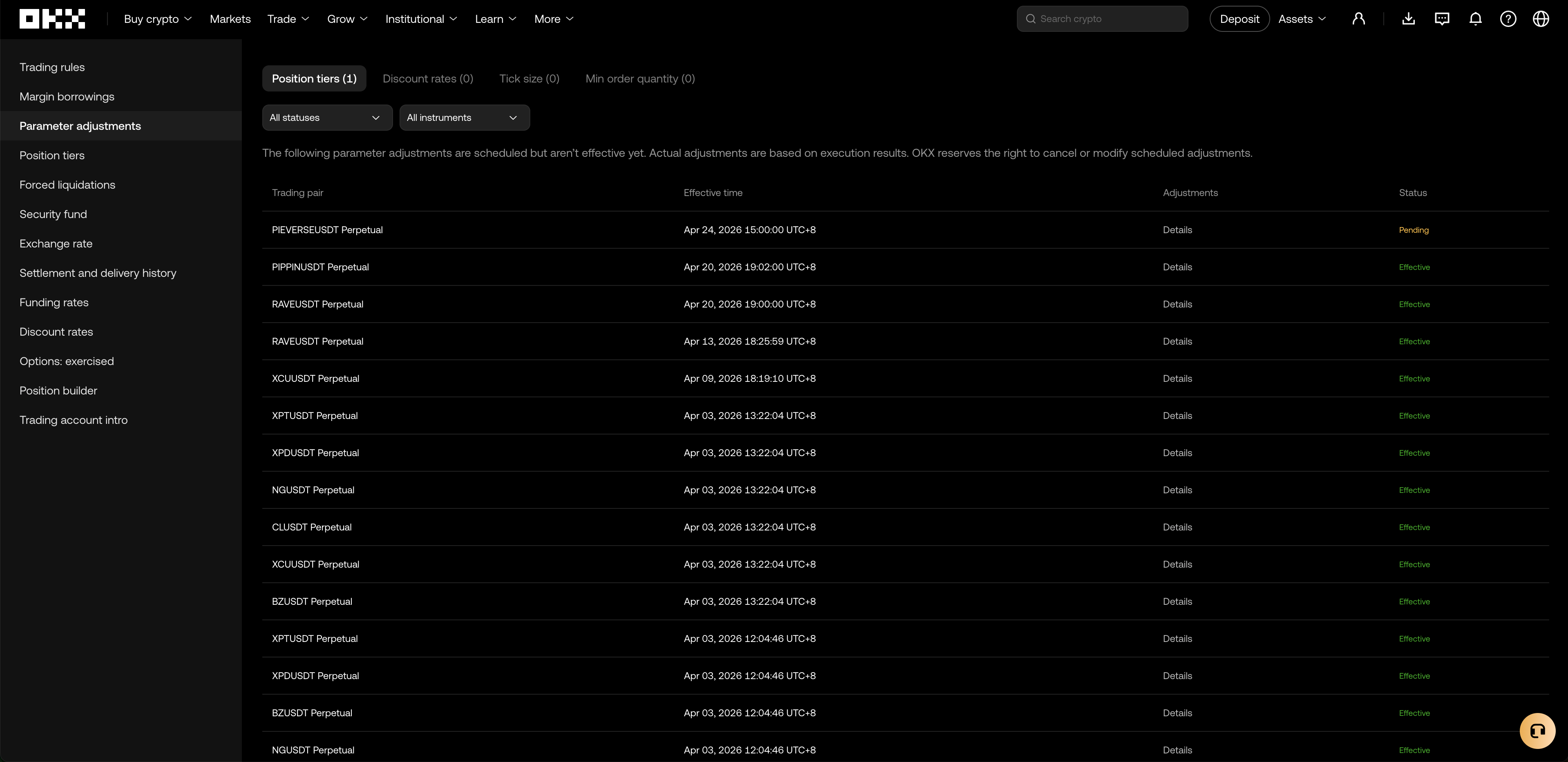 Parameter preview page