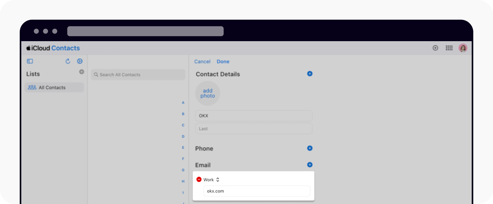 Whitelist okx200.com on iCloud