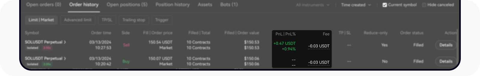 CT-web-futures and options trading-realized PnL and fee