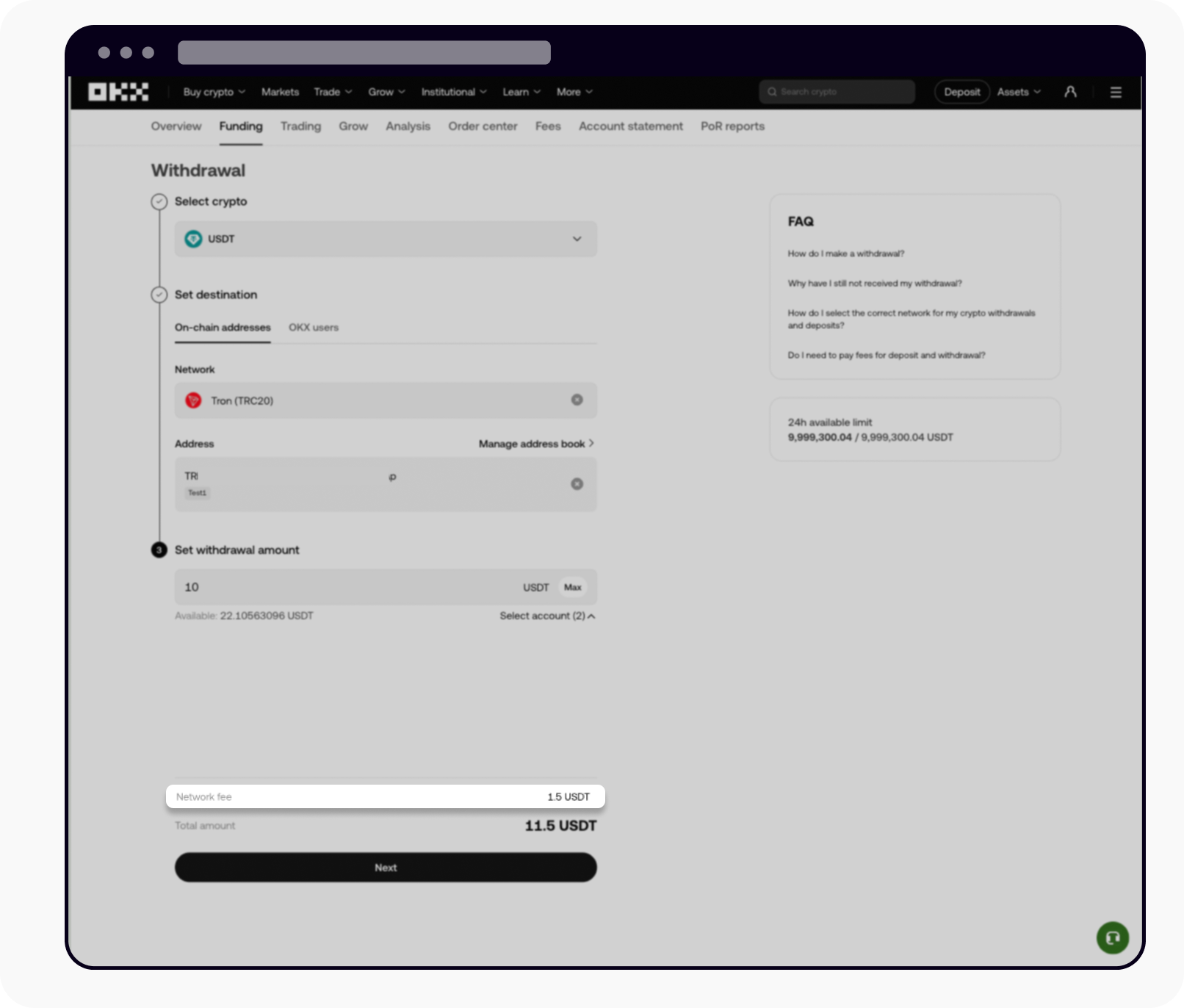 CT-Web-crypto withdraw-network fee