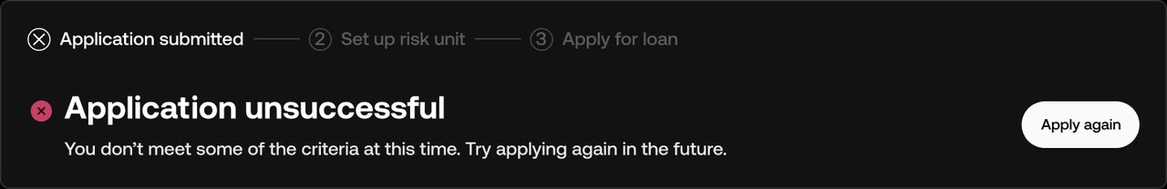 Loan application rejected
