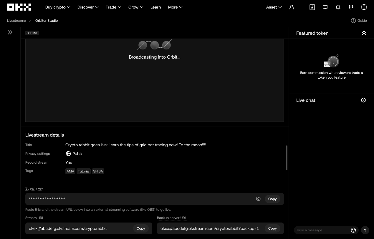 Create stream key