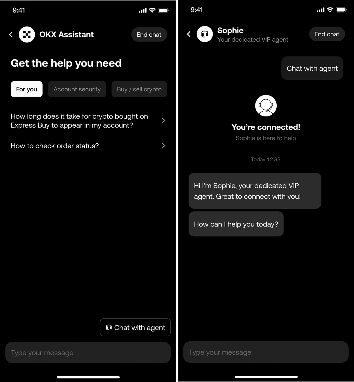 Exclusive customer service channel