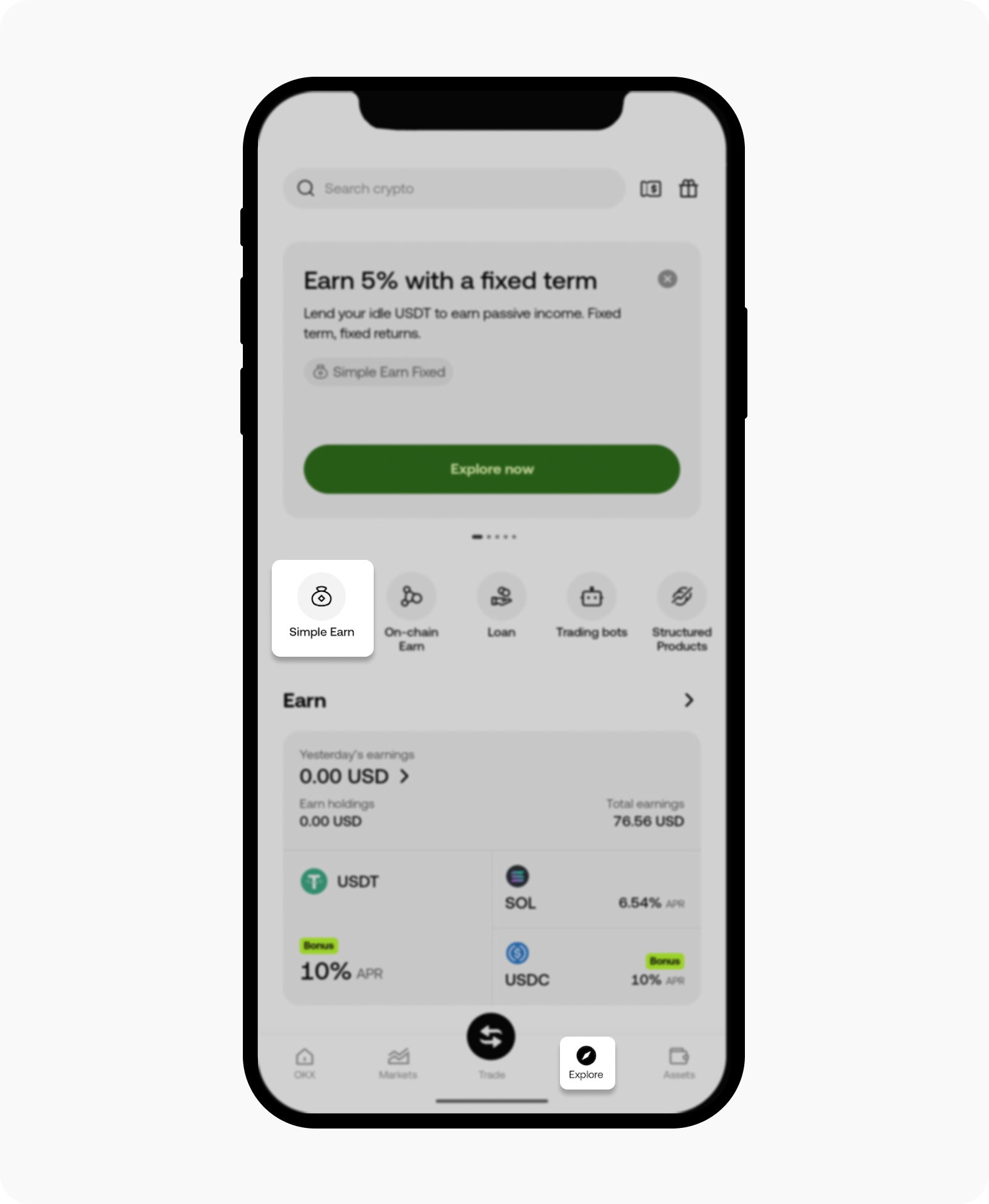 App Simple Earn Entry Page