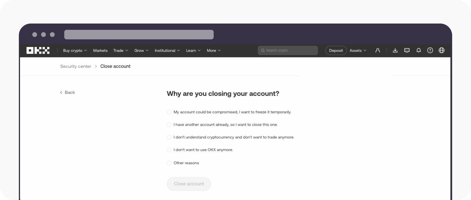 Close Account 2nd page