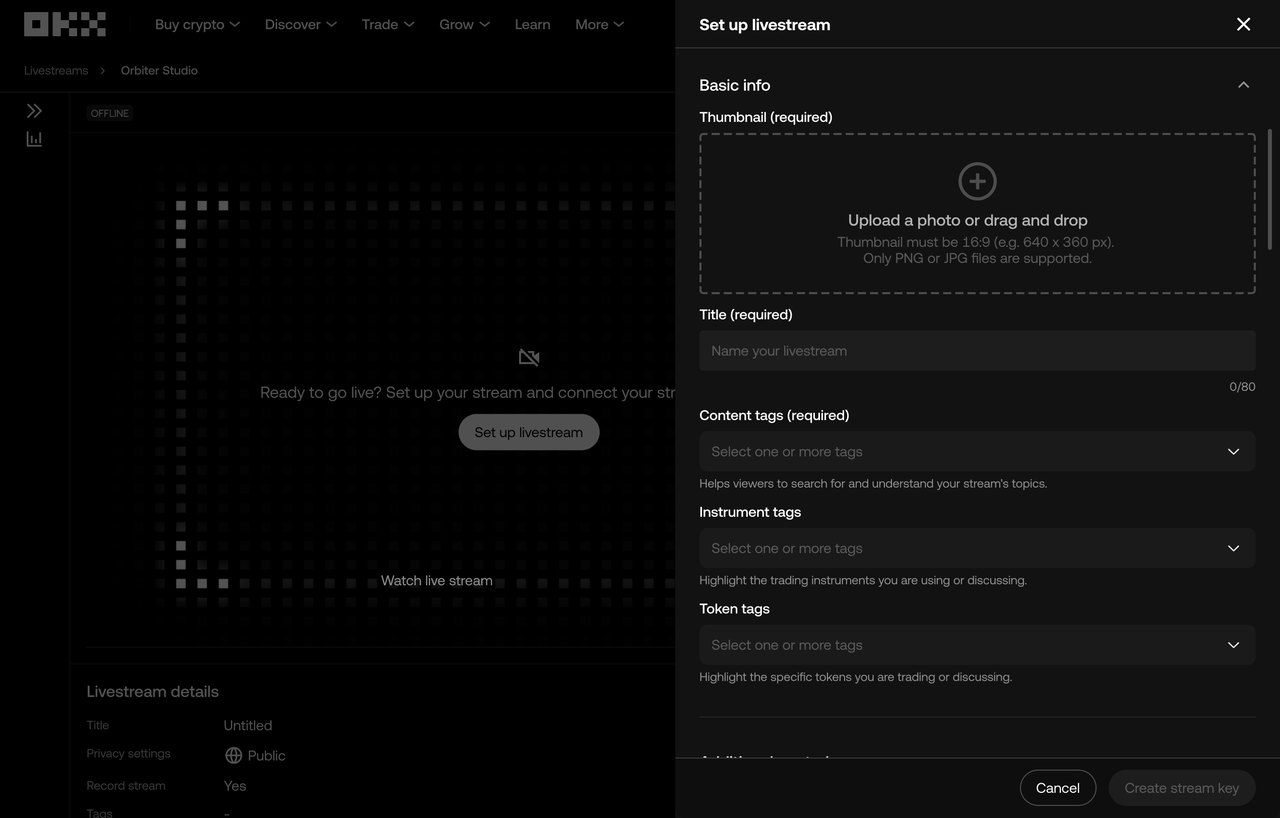 Set up livestream