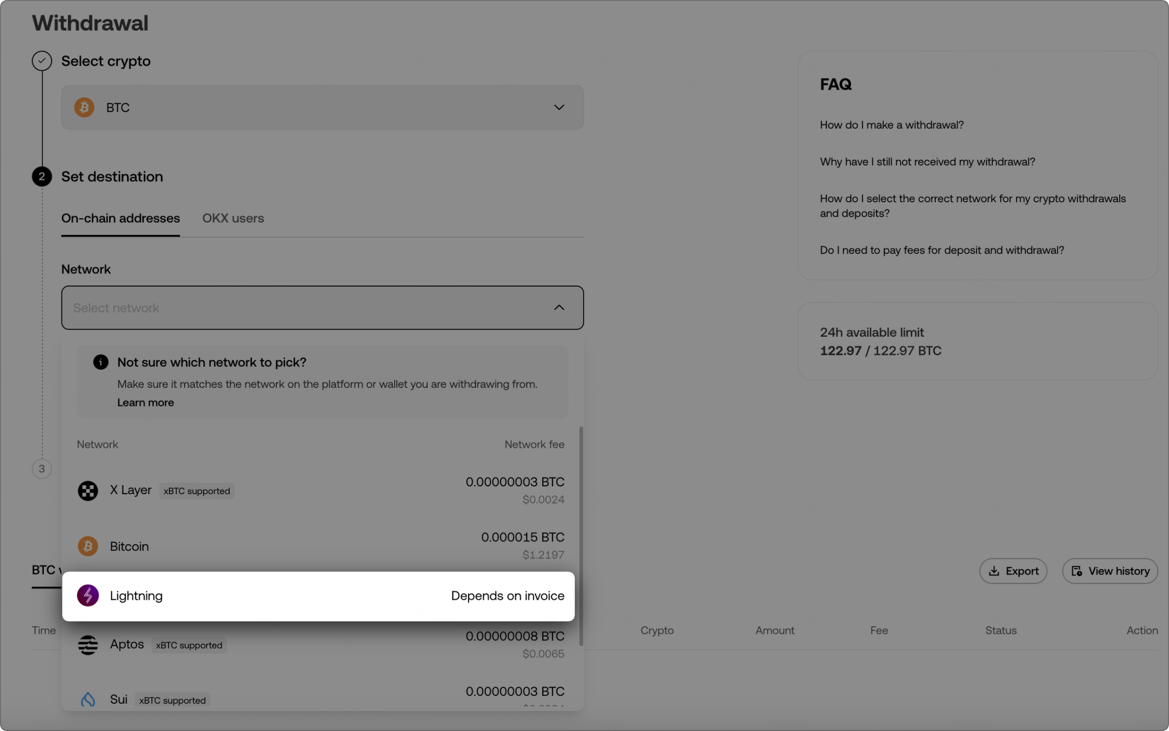 Web withdrawal network