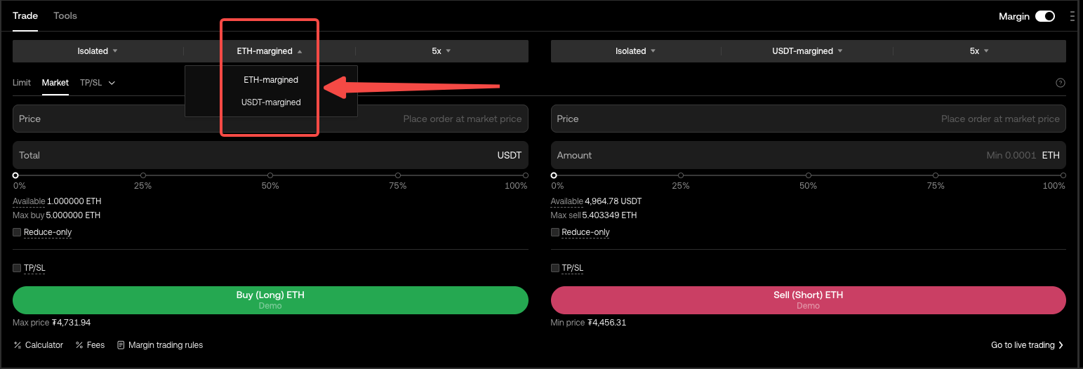 margin currency selection EN