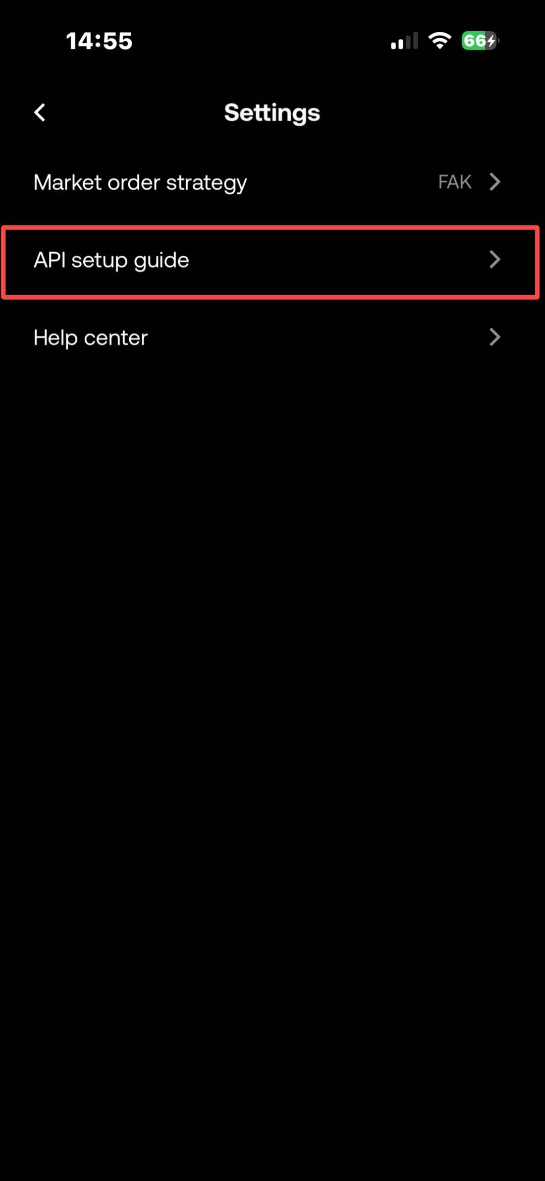 Open the API Key generation page